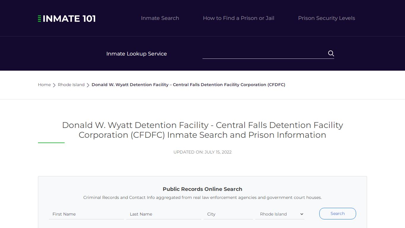 Donald W. Wyatt Detention Facility - Nationwide Inmate Search
